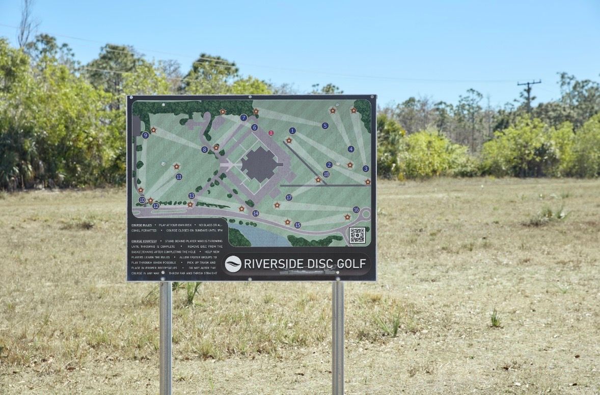 Map Sign Near Practice Basket and Hole 1 Tee