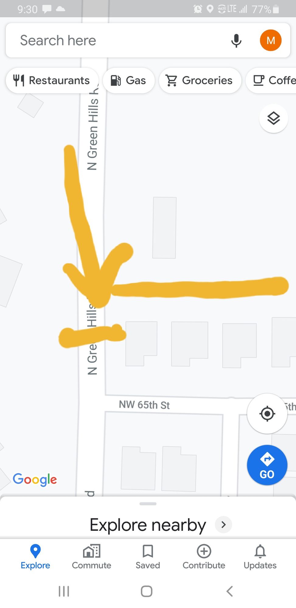 Park here behind yellow line by other houses so your car doesn't get hit thank you do not park in driveways