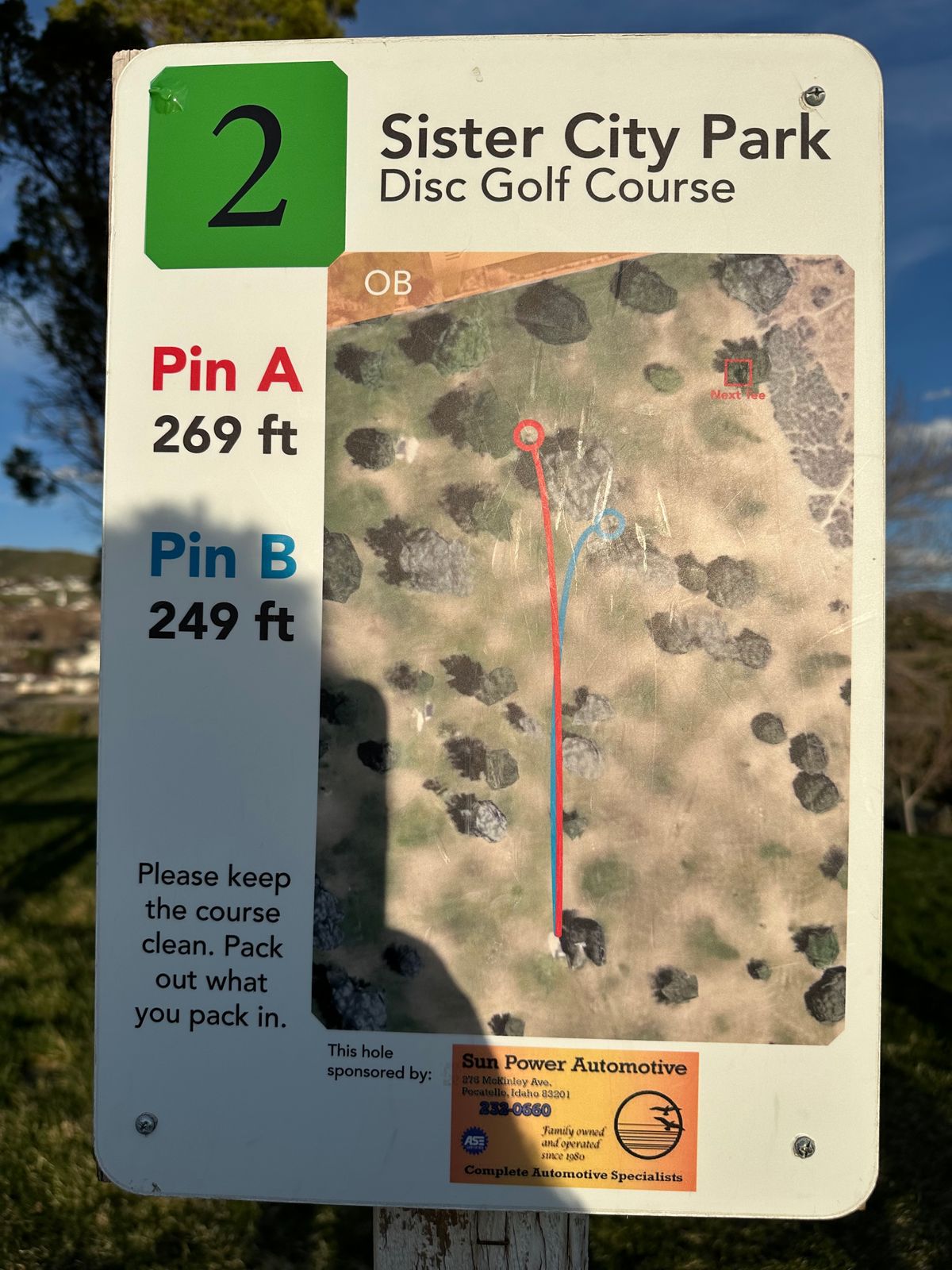 Hole 2 Tee Sign