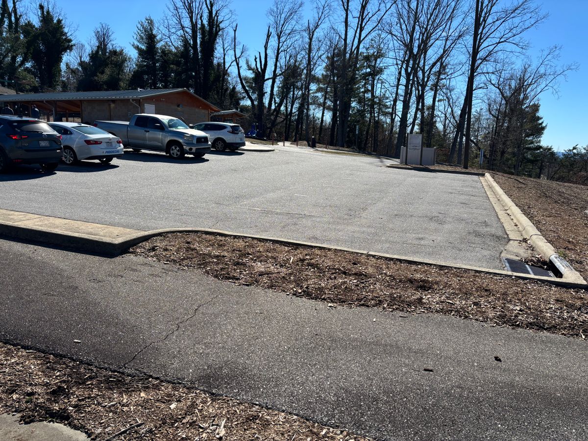 Parking lot fits about 14 cars