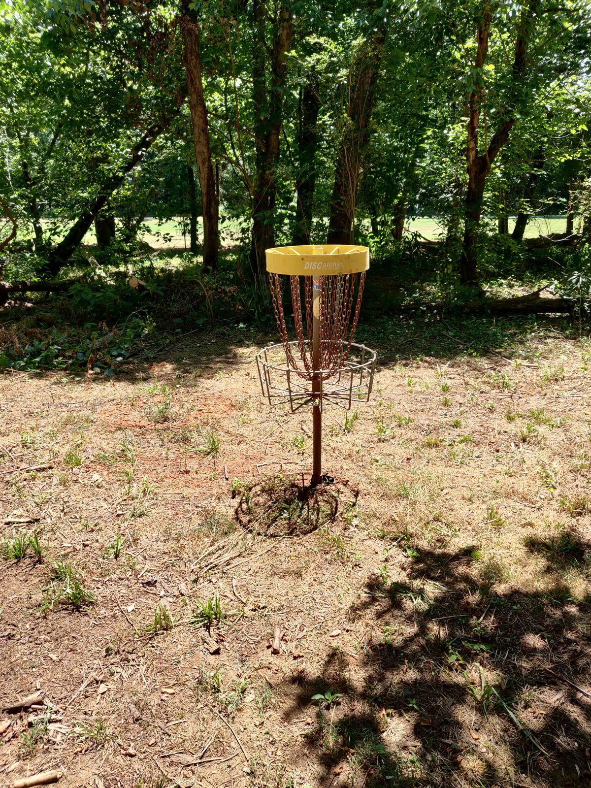 Hole 10 basket. Tee pad is to the right.