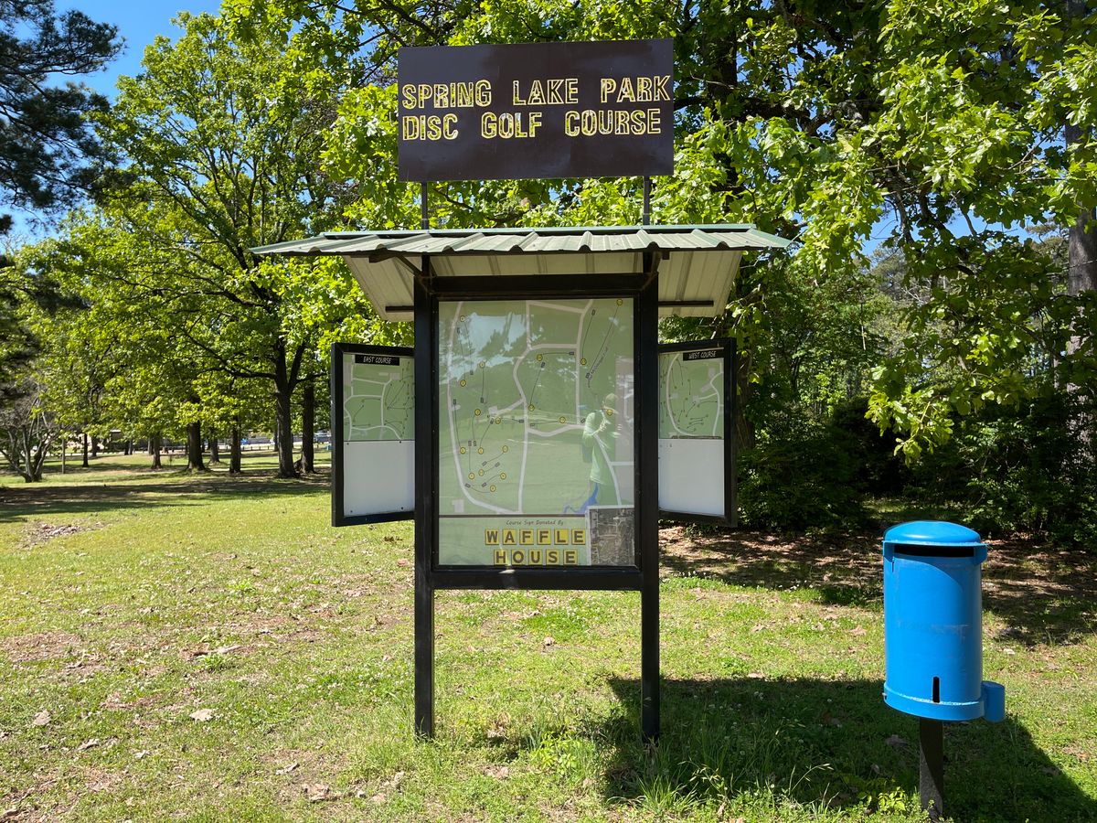 Sign at beginning of course.