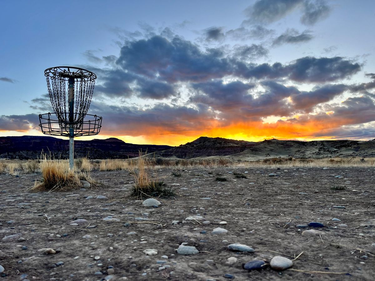 Practice basket at sunset