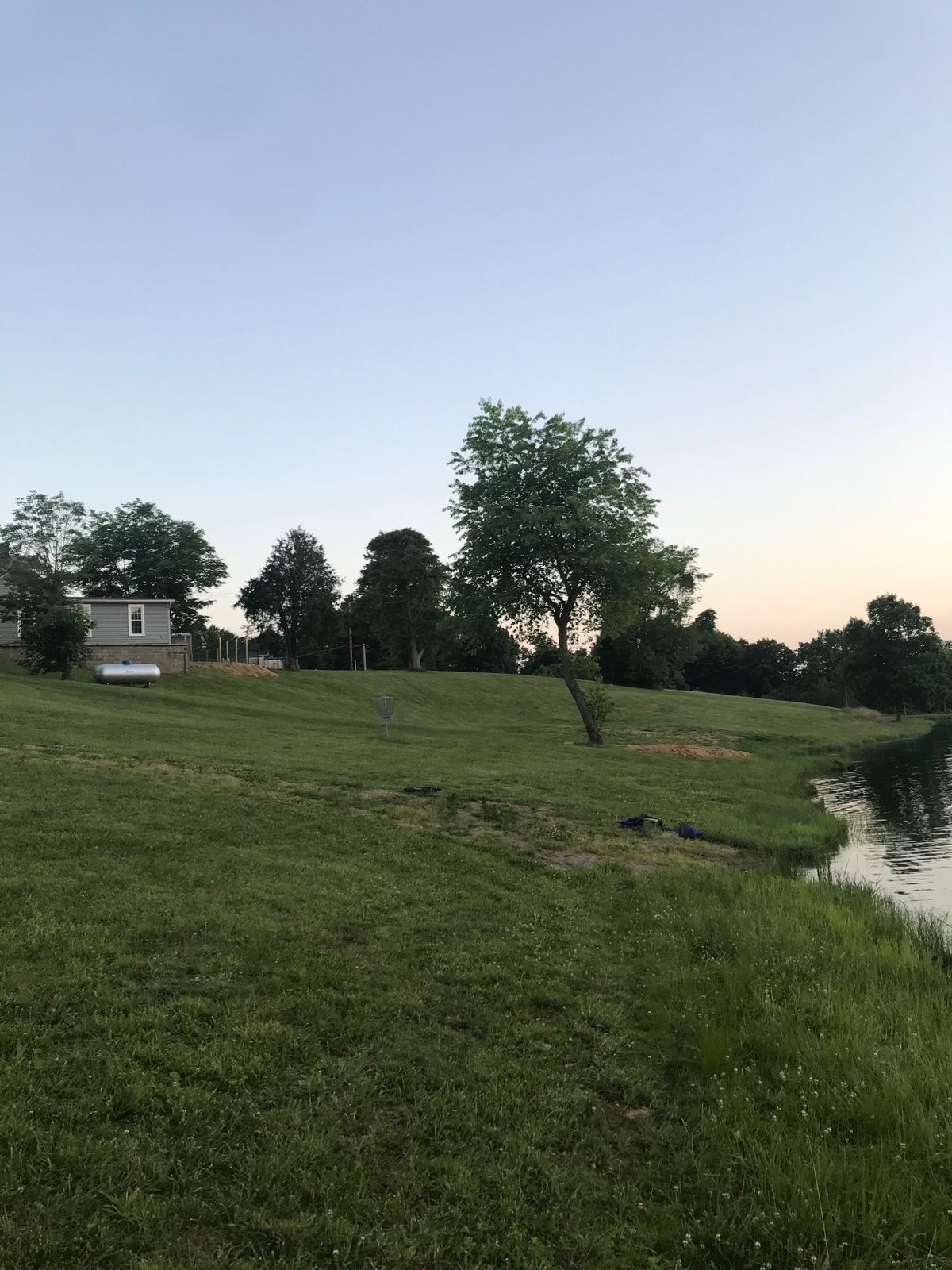 Fairway of hole 2 (lake hazard to left)