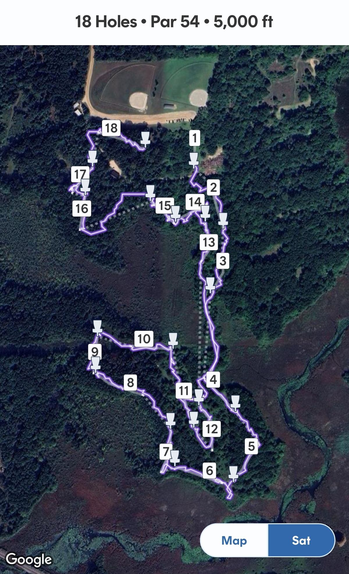 The actual course map
