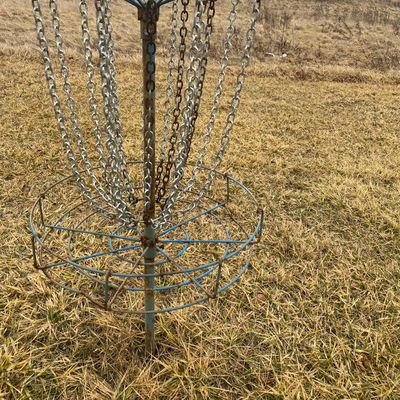The tired, old baskets, though in disrepair, will still catch a well placed shot.