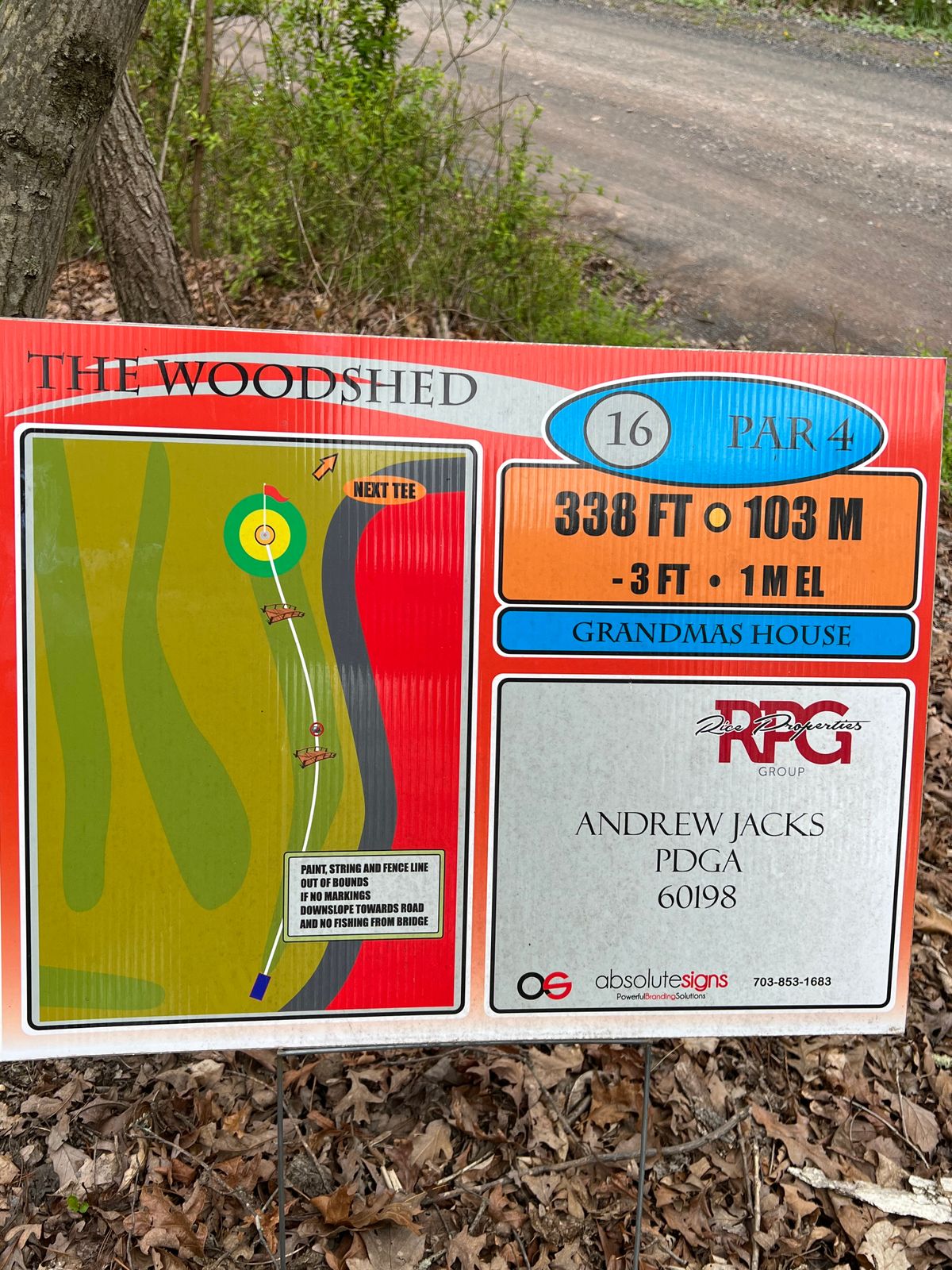 Hole #16 sign