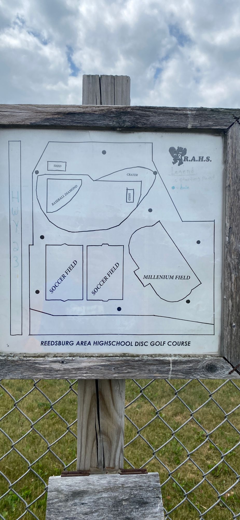 Map along the fence near soccer field