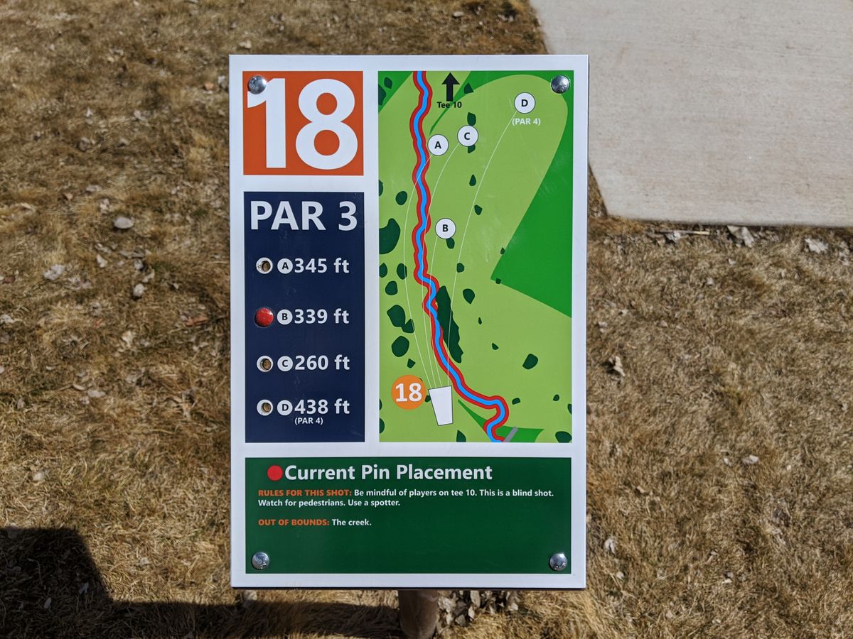 Hole #18's tee sign