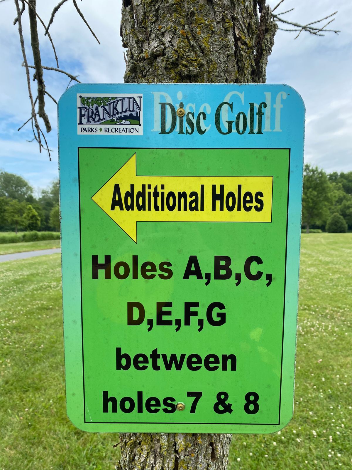 Sign for additional holes