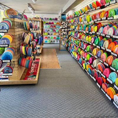 Sporting goods store in downtown Boise with sizable disc golf section. Lost & found but no used bin.