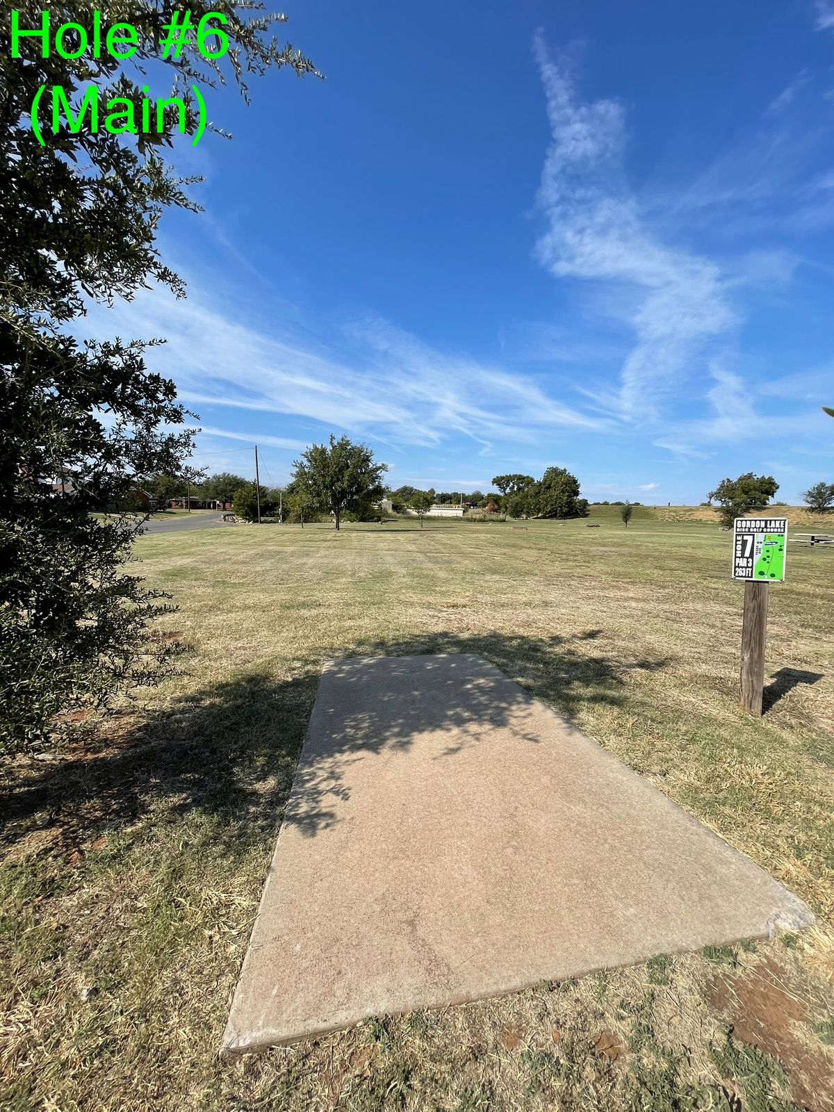 Hole #6 (Main) - Basket is located behind the bushes and across the pond.