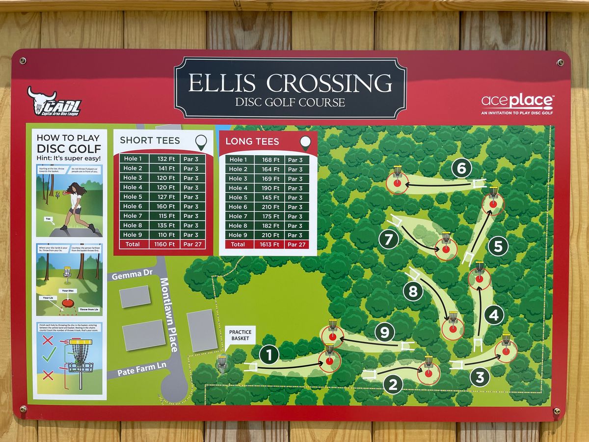 Sign at entrance to the course.