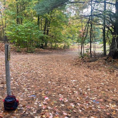 Tee pad 9 looking down fairway