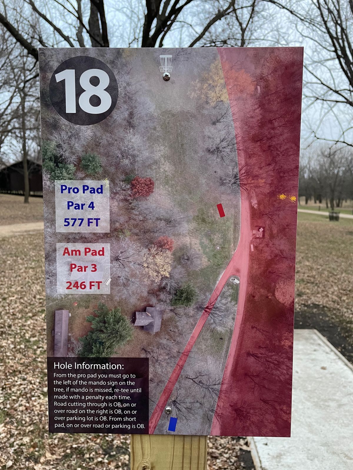 Hole 18 tee sign