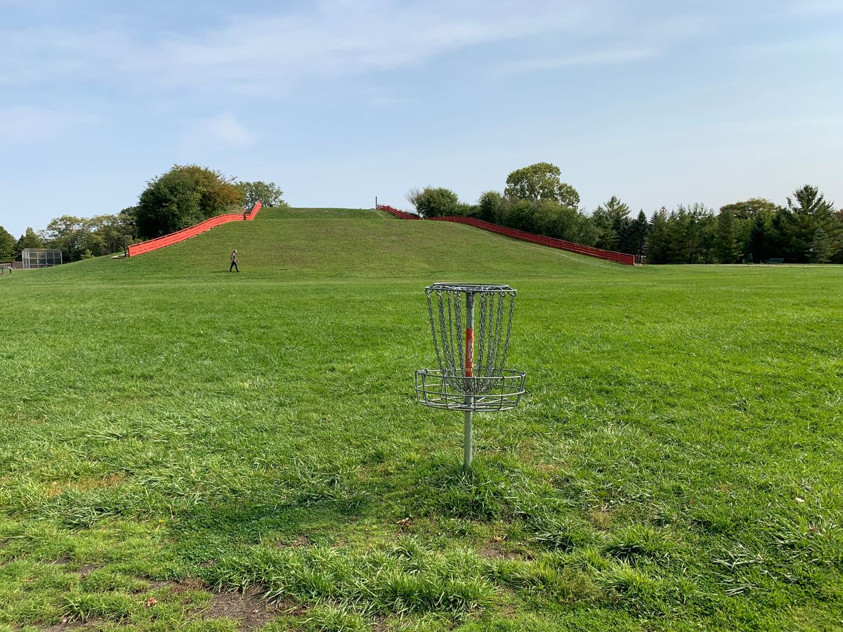 Hole 6. Tee box on the hill.