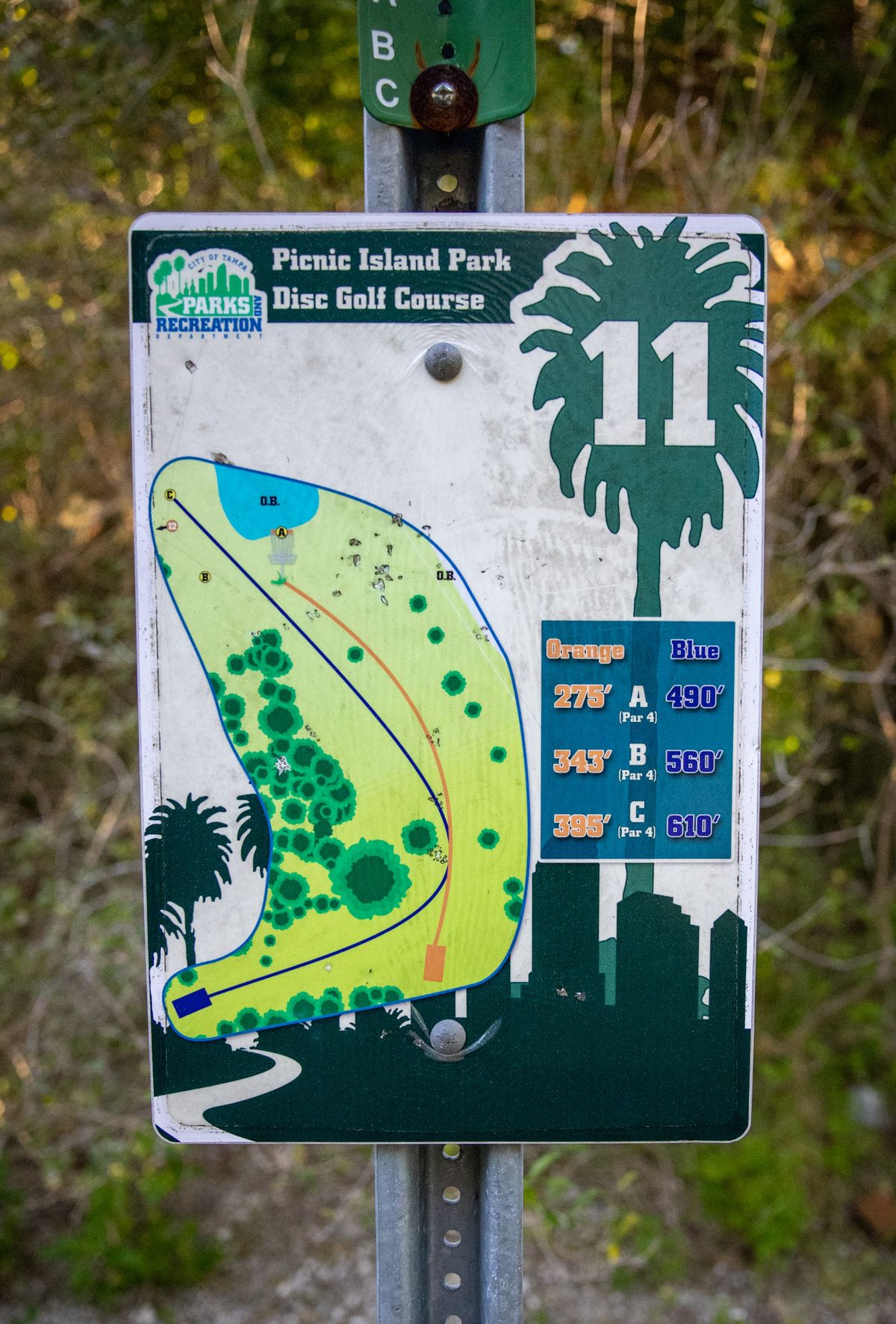 Hole 11 sign.