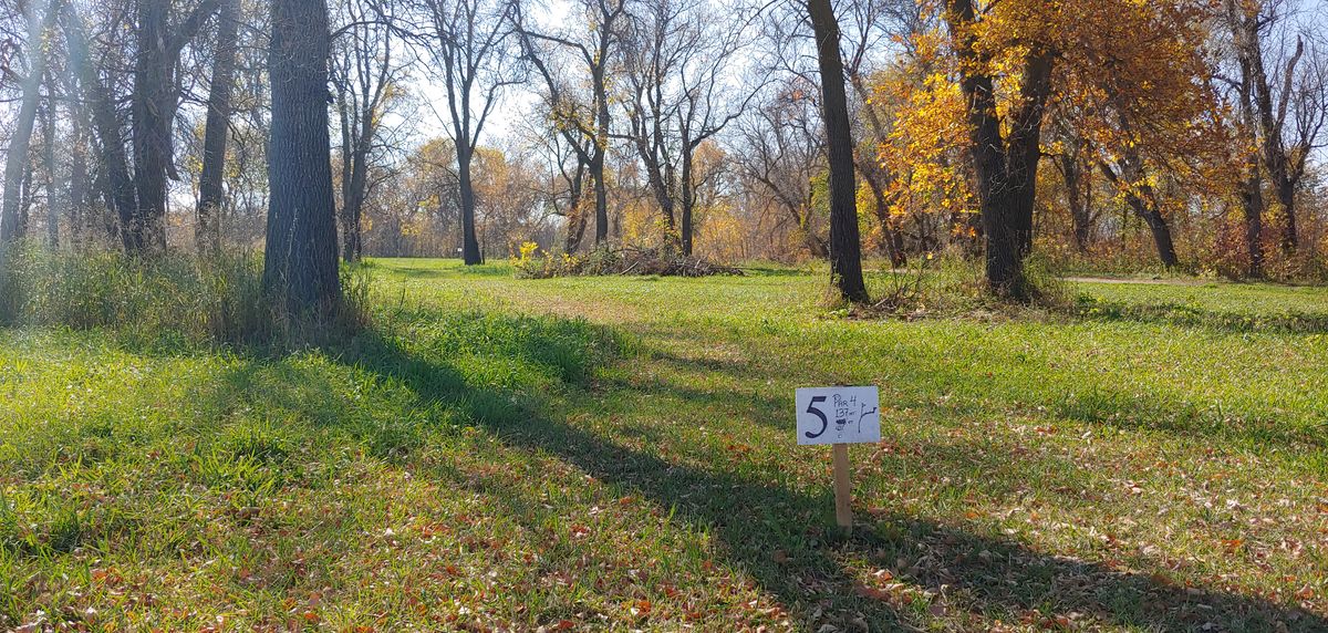 Fifth tee. Pin in the background 1/3 from left