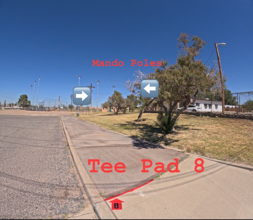 Tee Pad 8 with double mando between power poles.