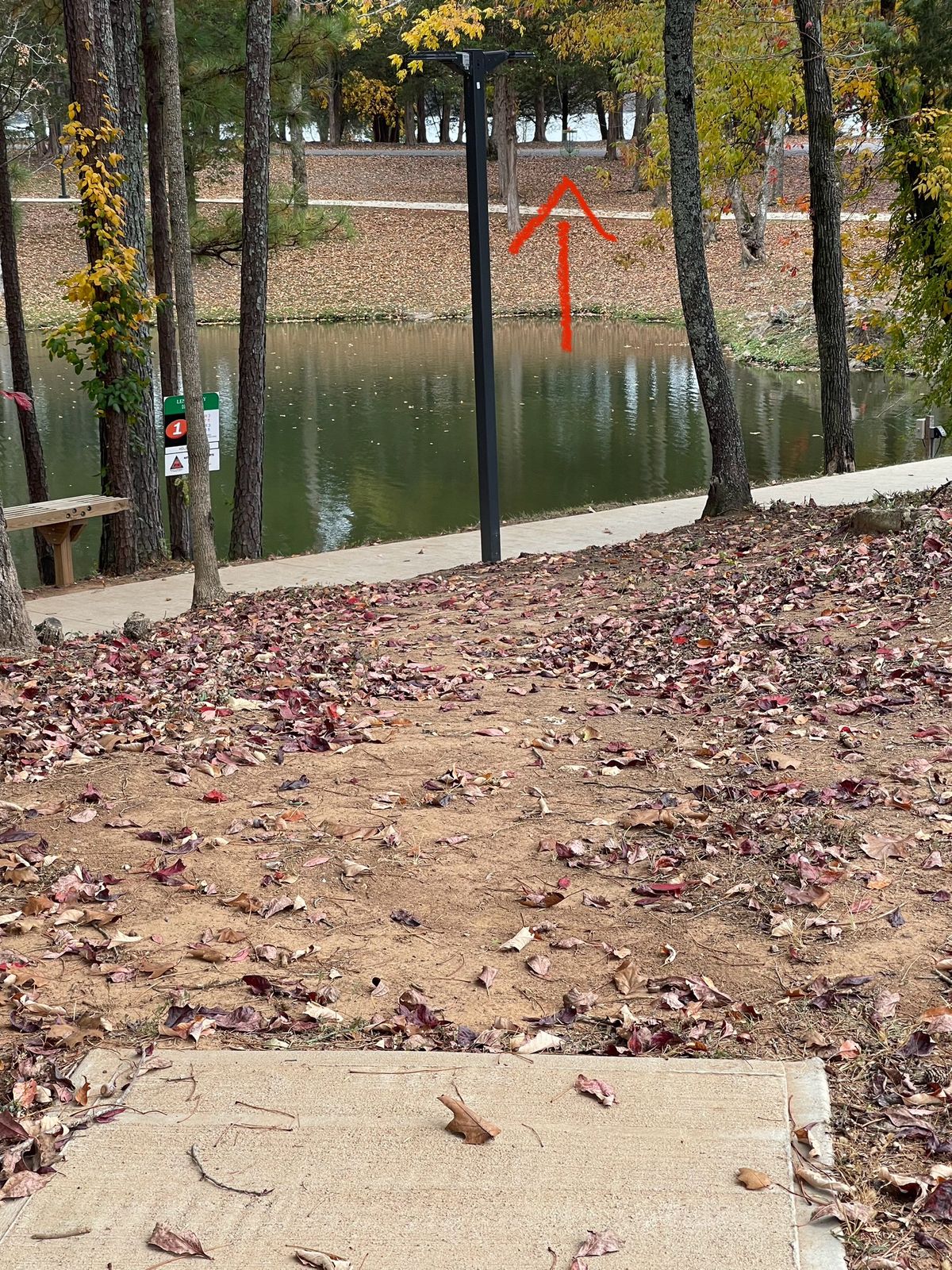 The obnoxious lamp post blocking hole ones fairway.