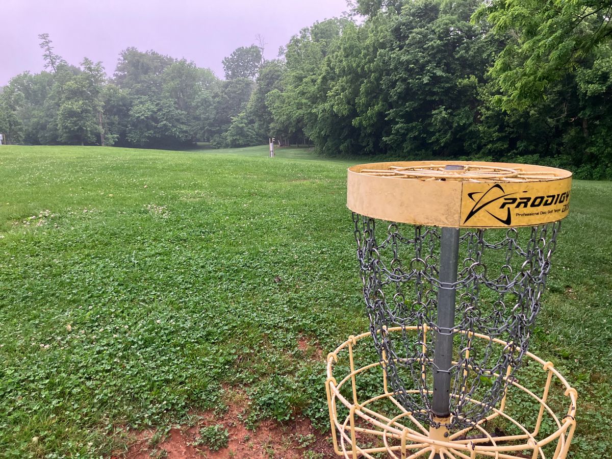 Basket from Hole 7 looking at the Hole 7 tee area