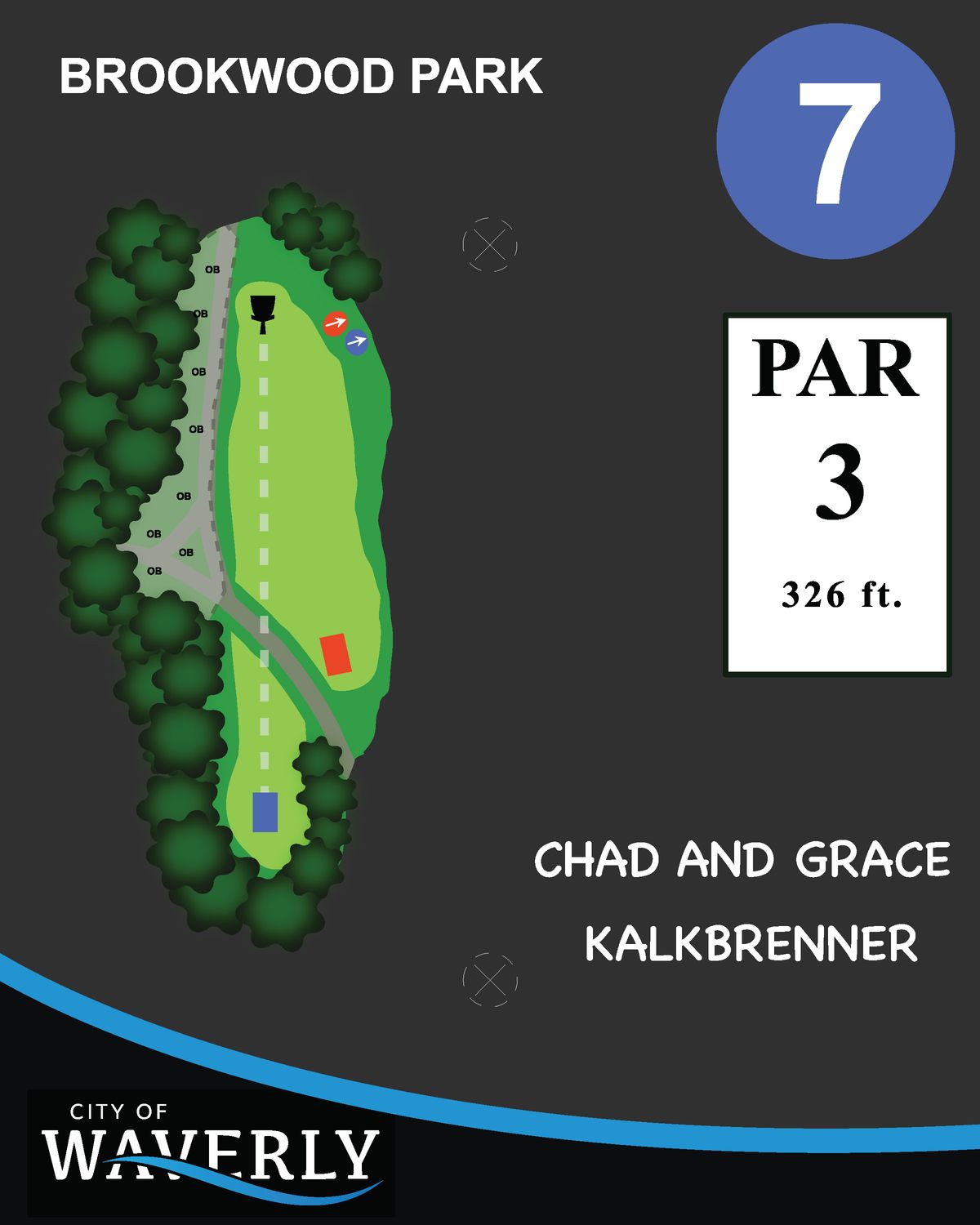 Hole 7 blue teepad sign