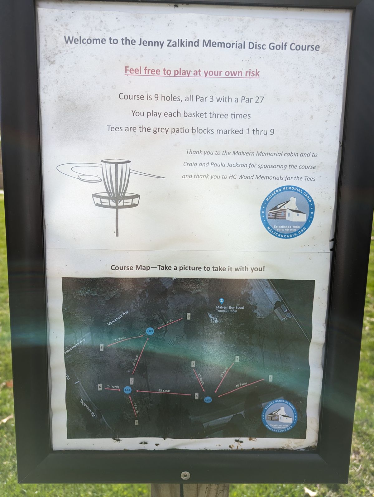 Course map at first tee
