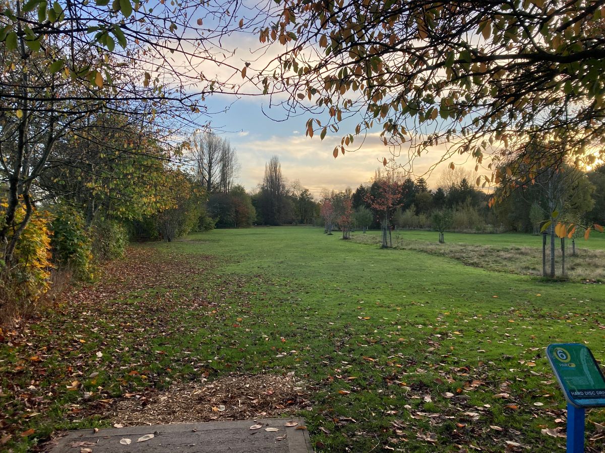 Late autumn from the long tee on 6.