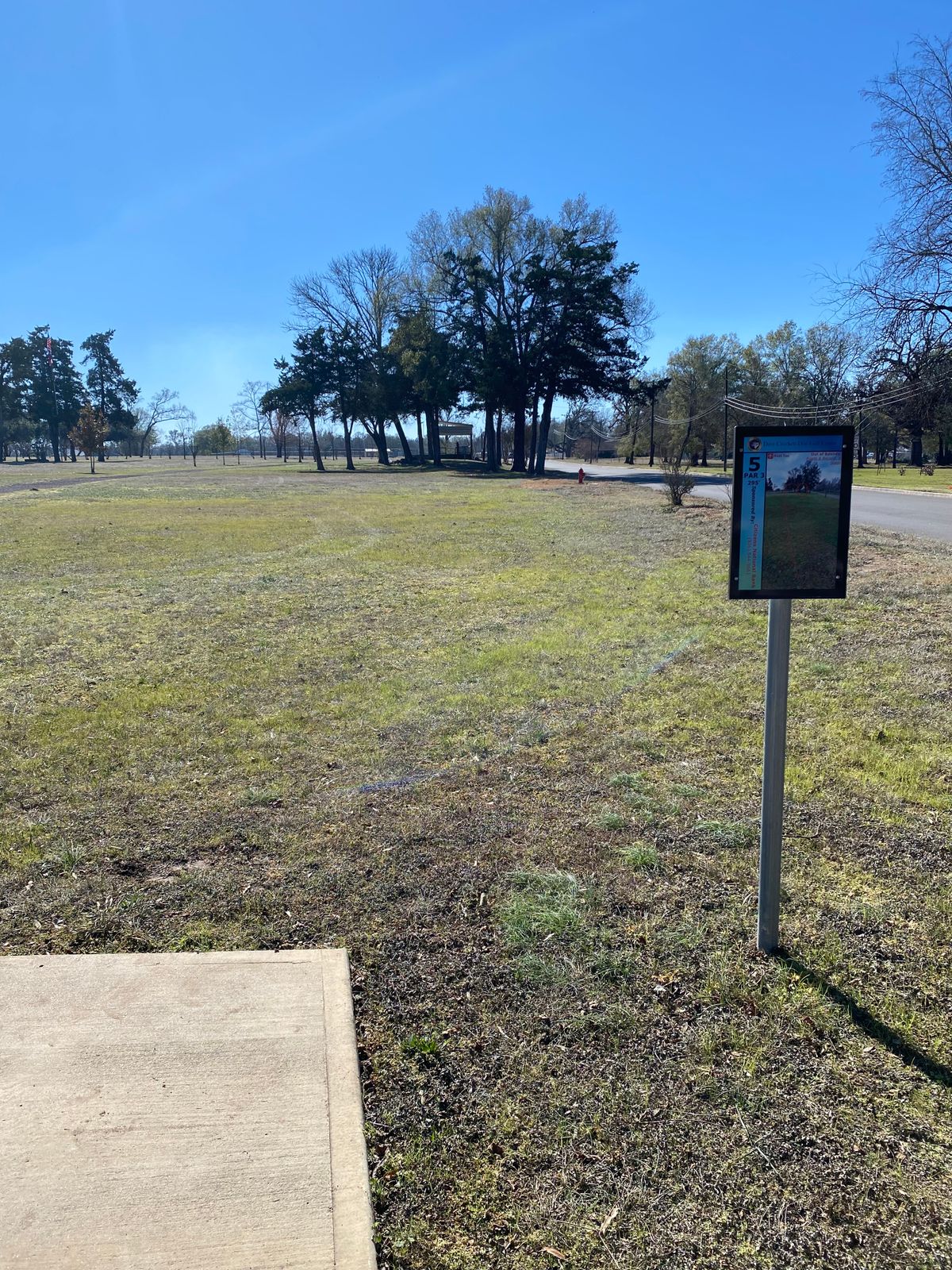 Hole 5, 295ft, OB road and beyond, and stage