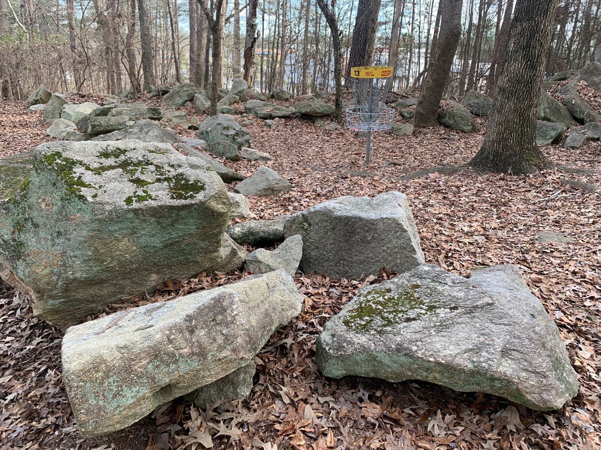 Cool pin location for 13 at Rankin Lake