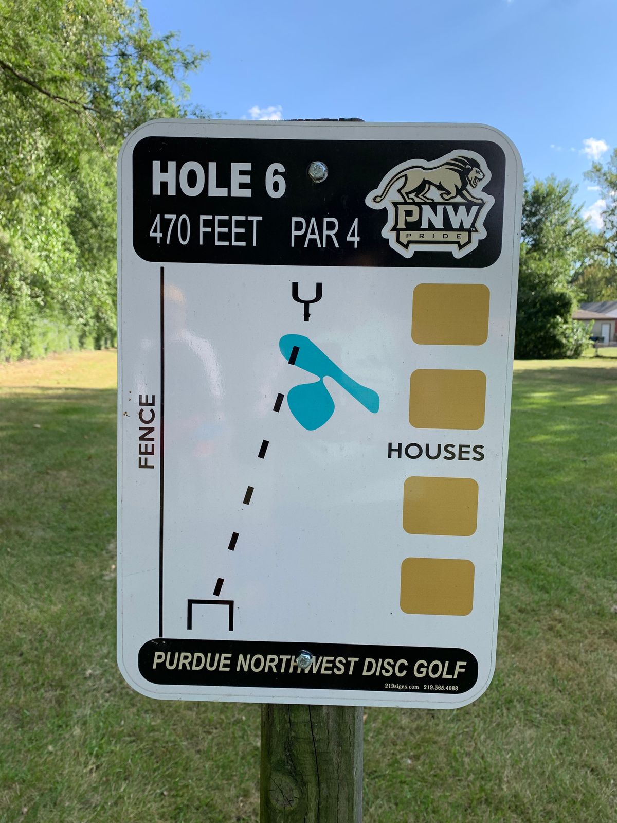 Holes 6-9 are behind the Challenger Learning Center. Signage and concrete tee pads are nice.
