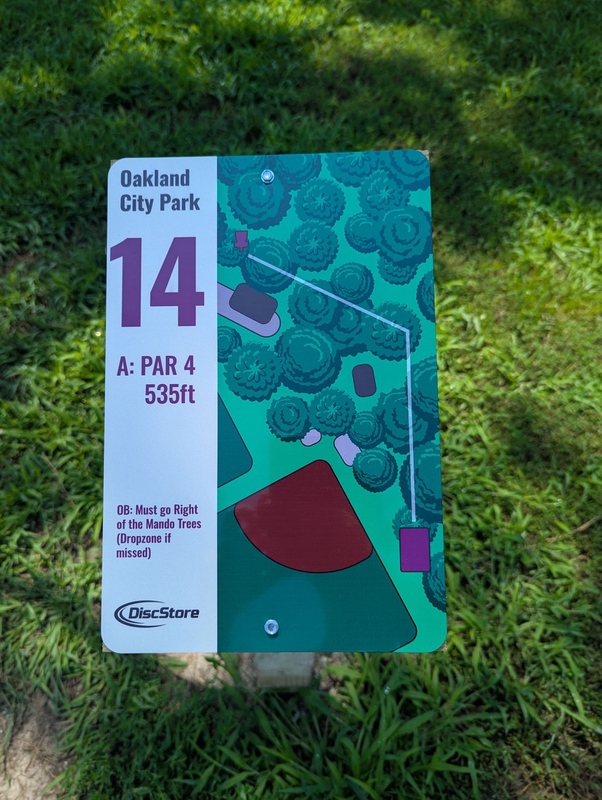 Hole 14 tee sign