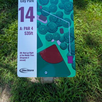 Hole 14 tee sign