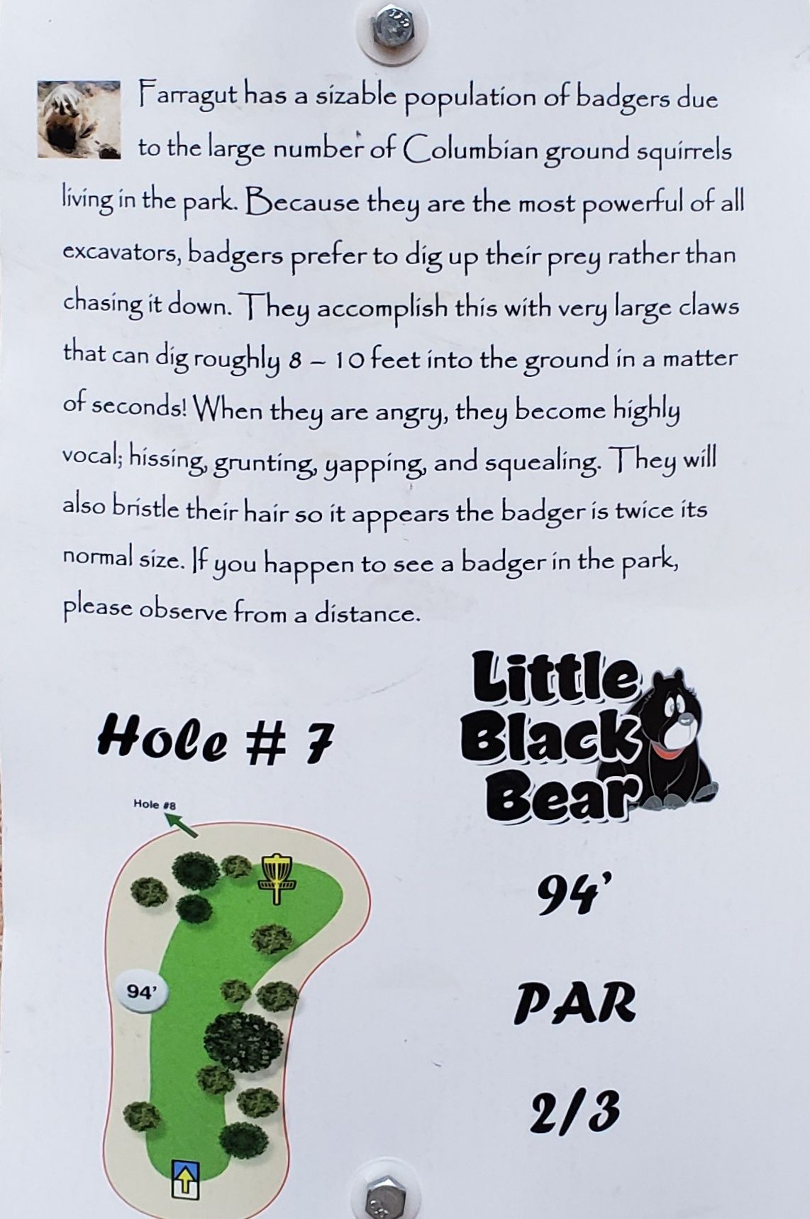 Tee sign hole 7