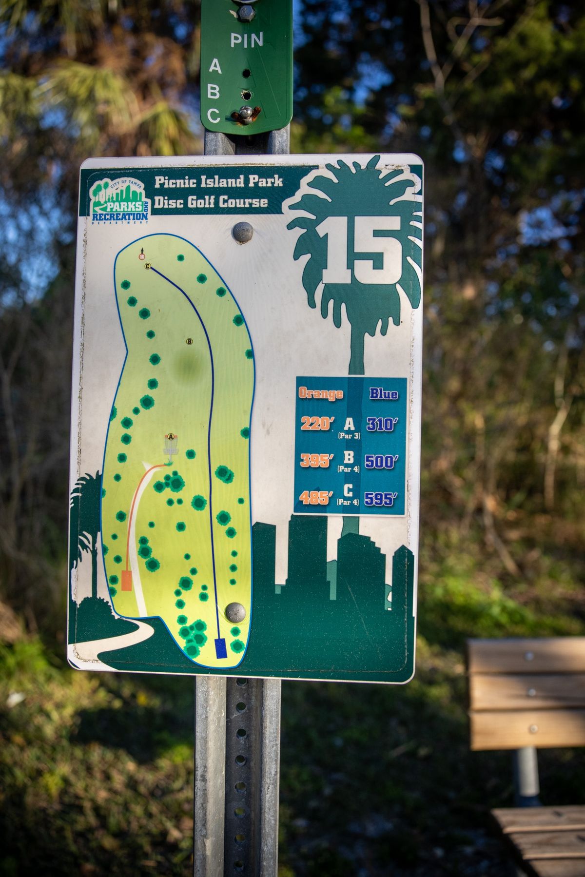 Hole 15 sign.