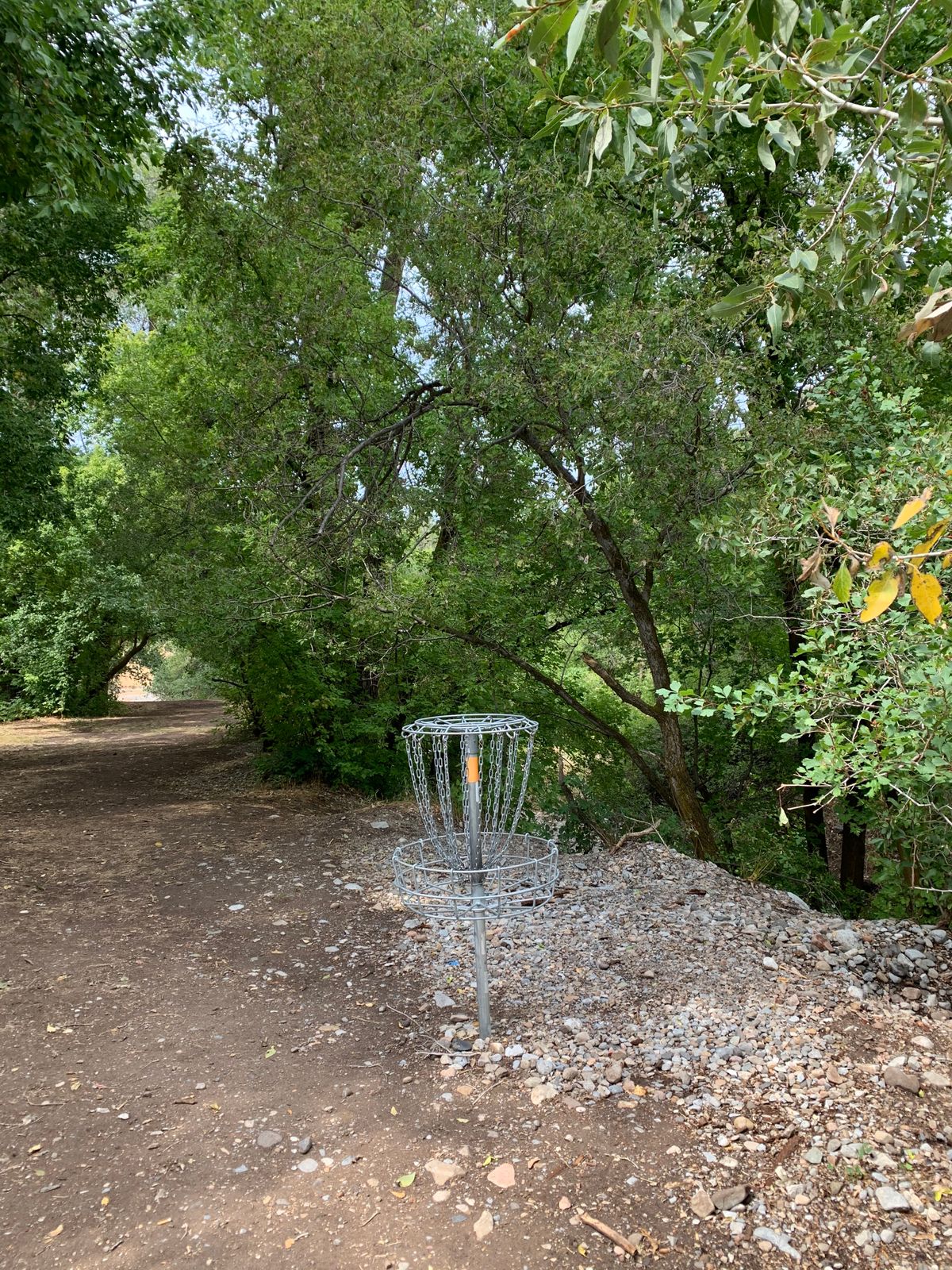 Hole 3 basket situated on the edge of the creek