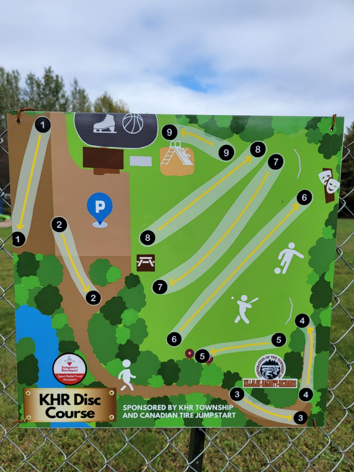 Little map of the course. Every hole is very short. Max distance 250 ft par 4 lol