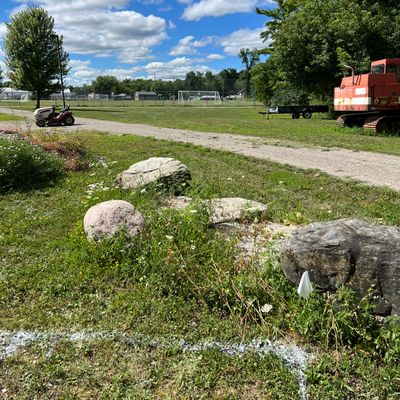 First hole starts at the south end of the soccer field.