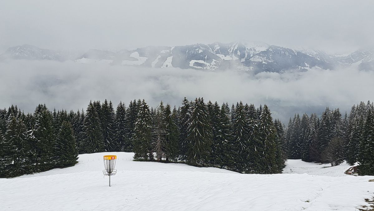 Last of the Winter snow (?) on hole 1 of the Summer course!