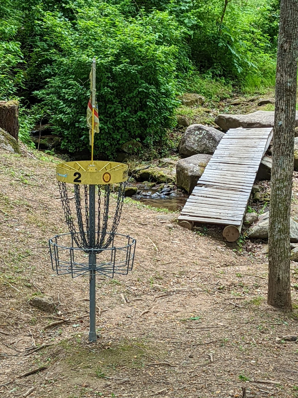Looking back up at hole 2's protected grotto.