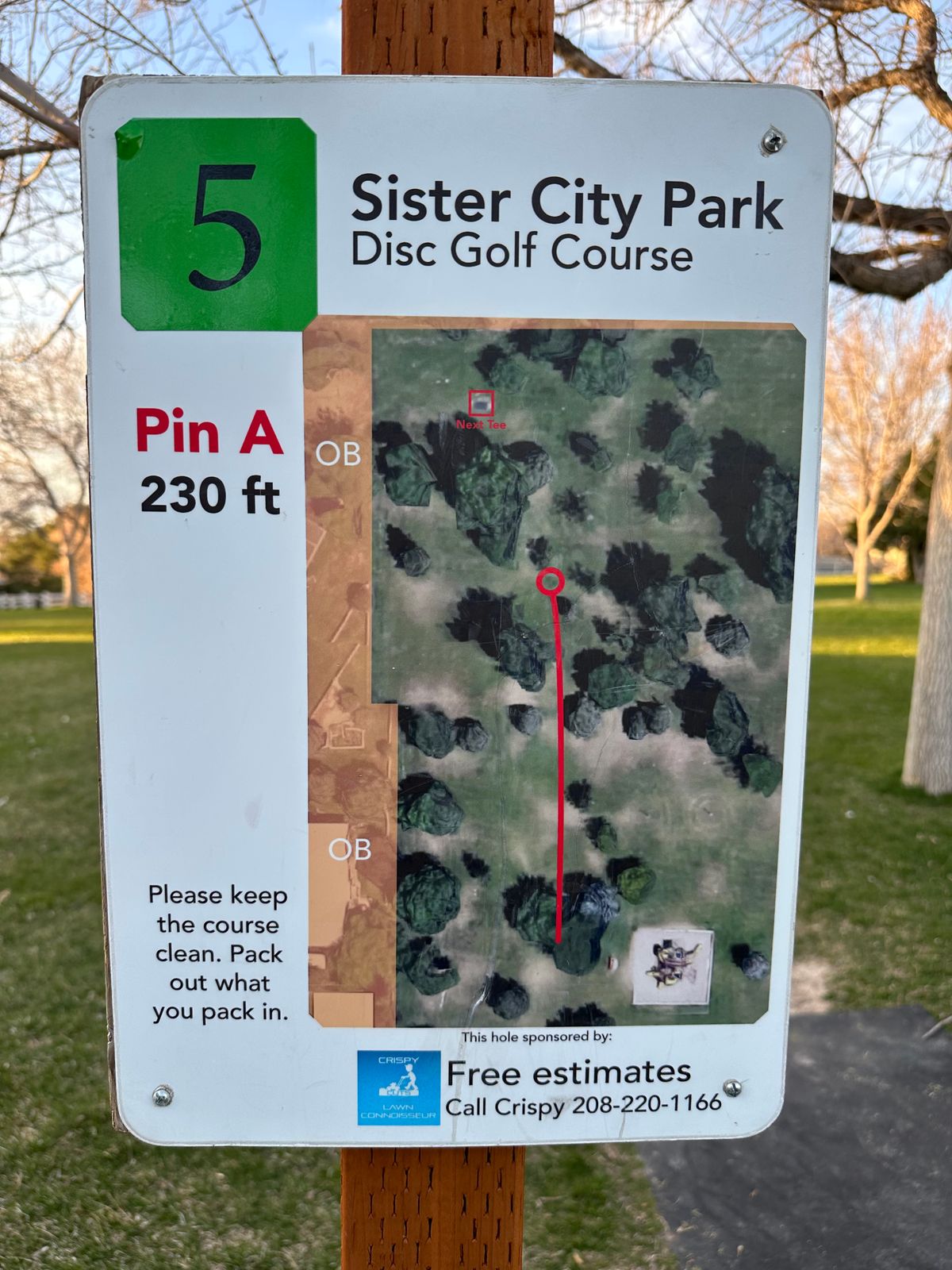 Hole 8 Tee Sign.