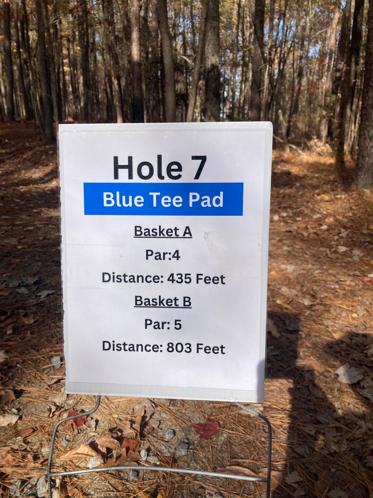 Hole 7 Blue Tee Sign