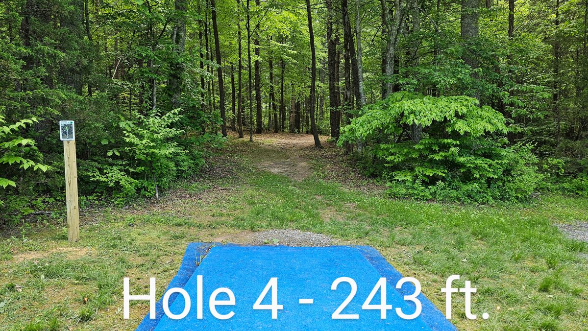 Hole 4 is now playing up a tight gap with a left finish