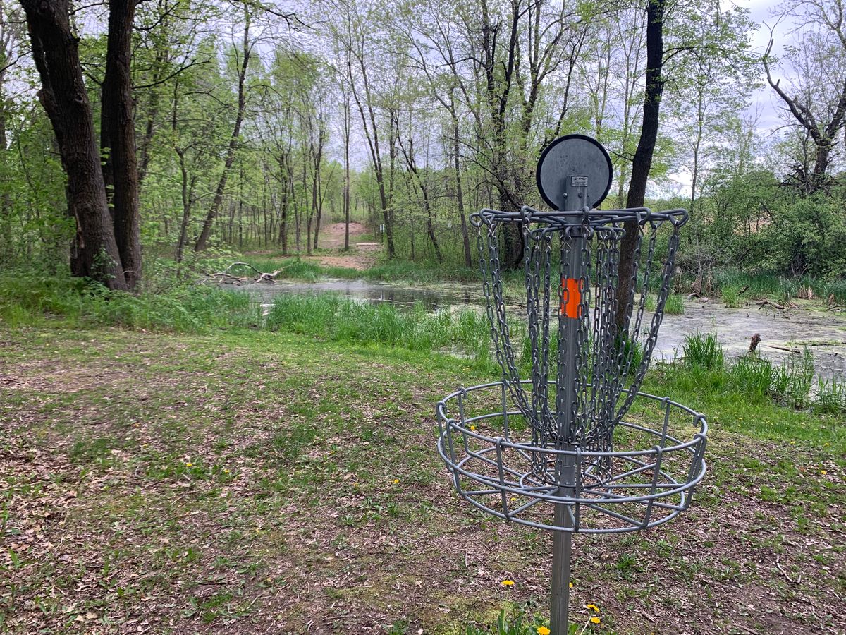 View looking back at tee pad from hole 11’s pin.