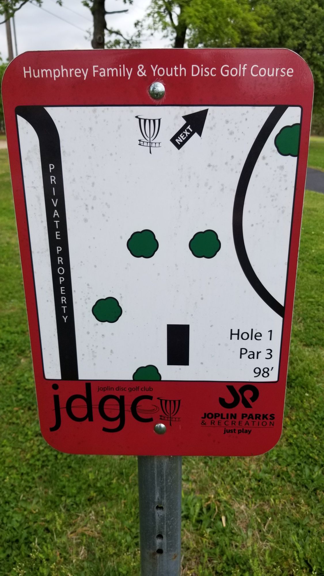 Sign for Hole 1