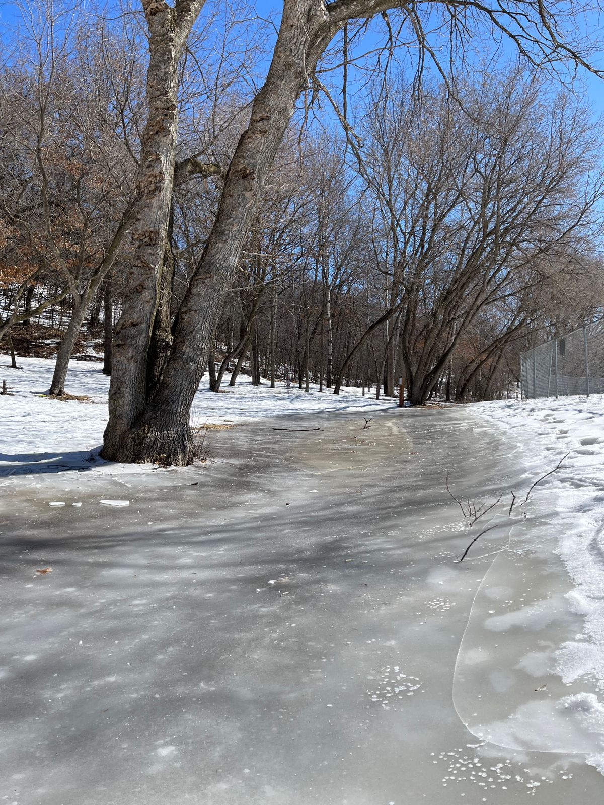 Icy fairway on hole 4