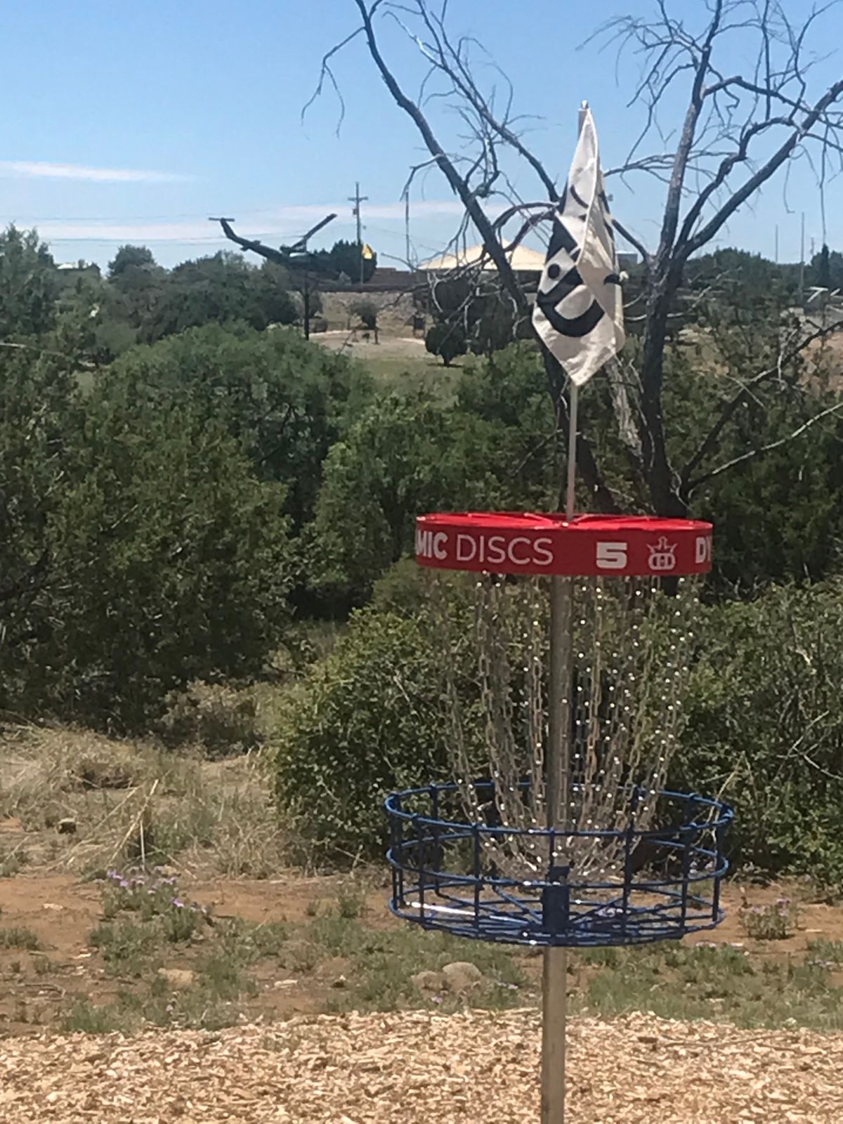 Hole 5 and the Huey helicopter from Bataan Park.