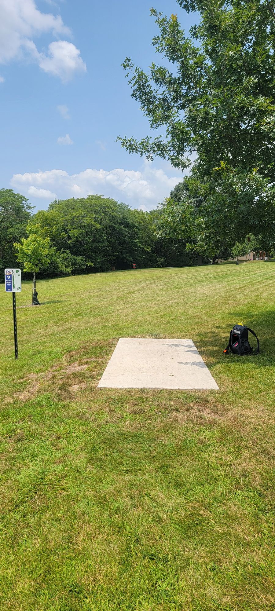 Hole 9's tee pad view.