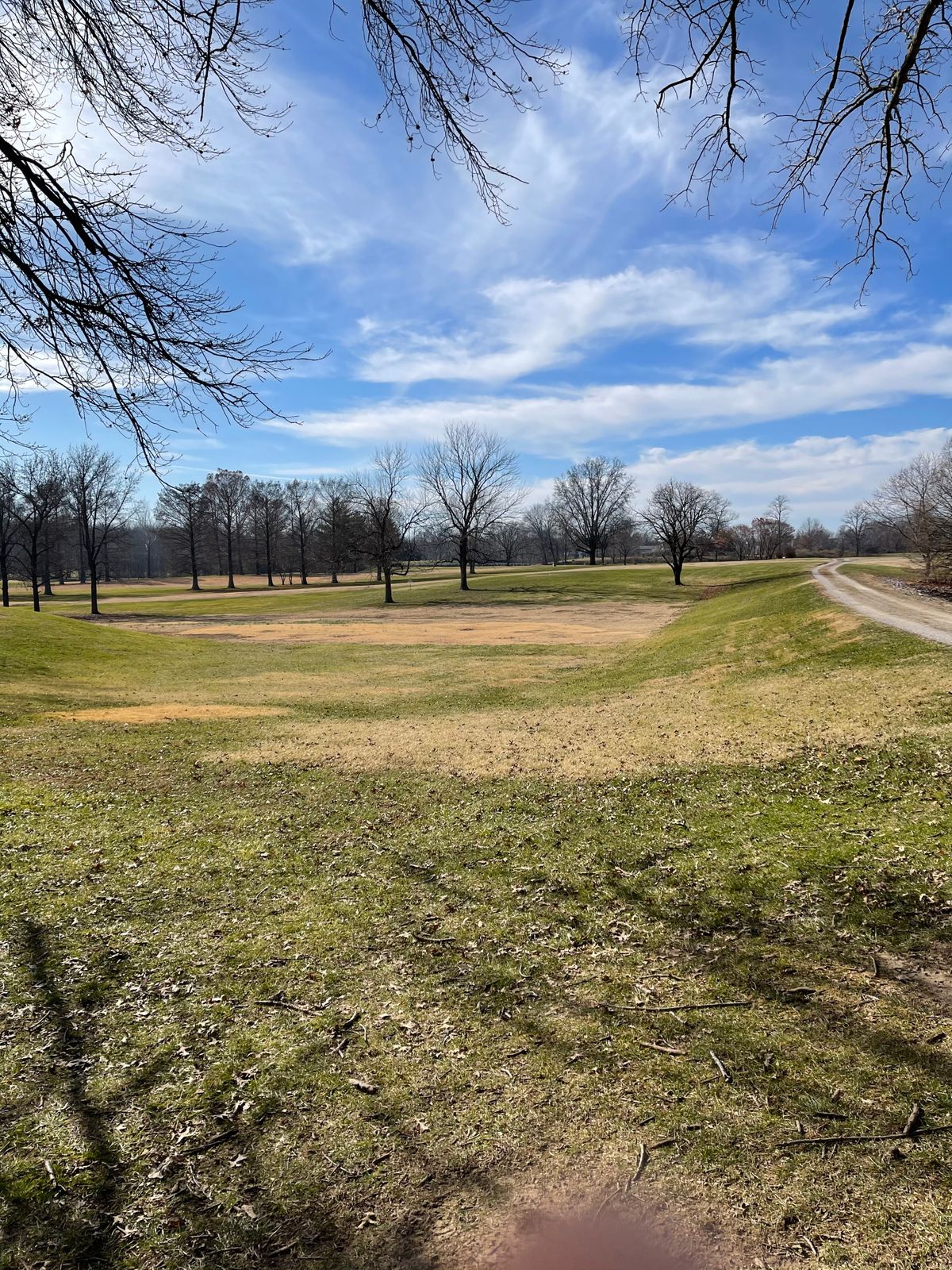 Hole 16s tee view. Basket is in the short position