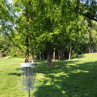 Hole 1 basket (from behind)